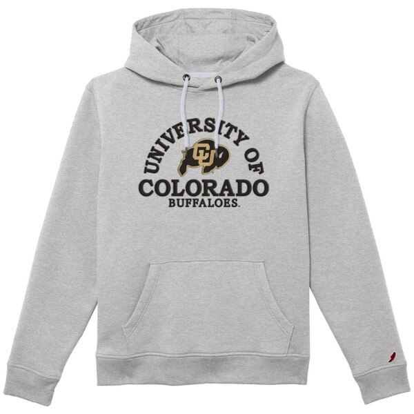 CU Buffaloes light gray hoodie with University of Colorado Buffaloes text and logo on chest